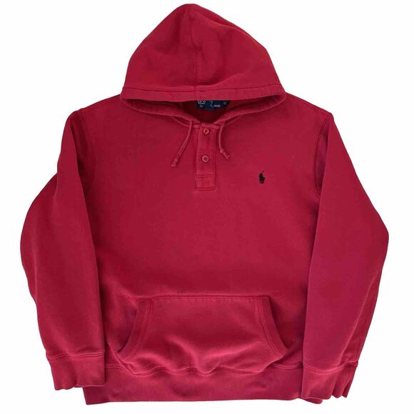 Vintage Polo Ralph Lauren Hoodie XL Red 90s New York Streetwear RRL - Picture 1 of 8
